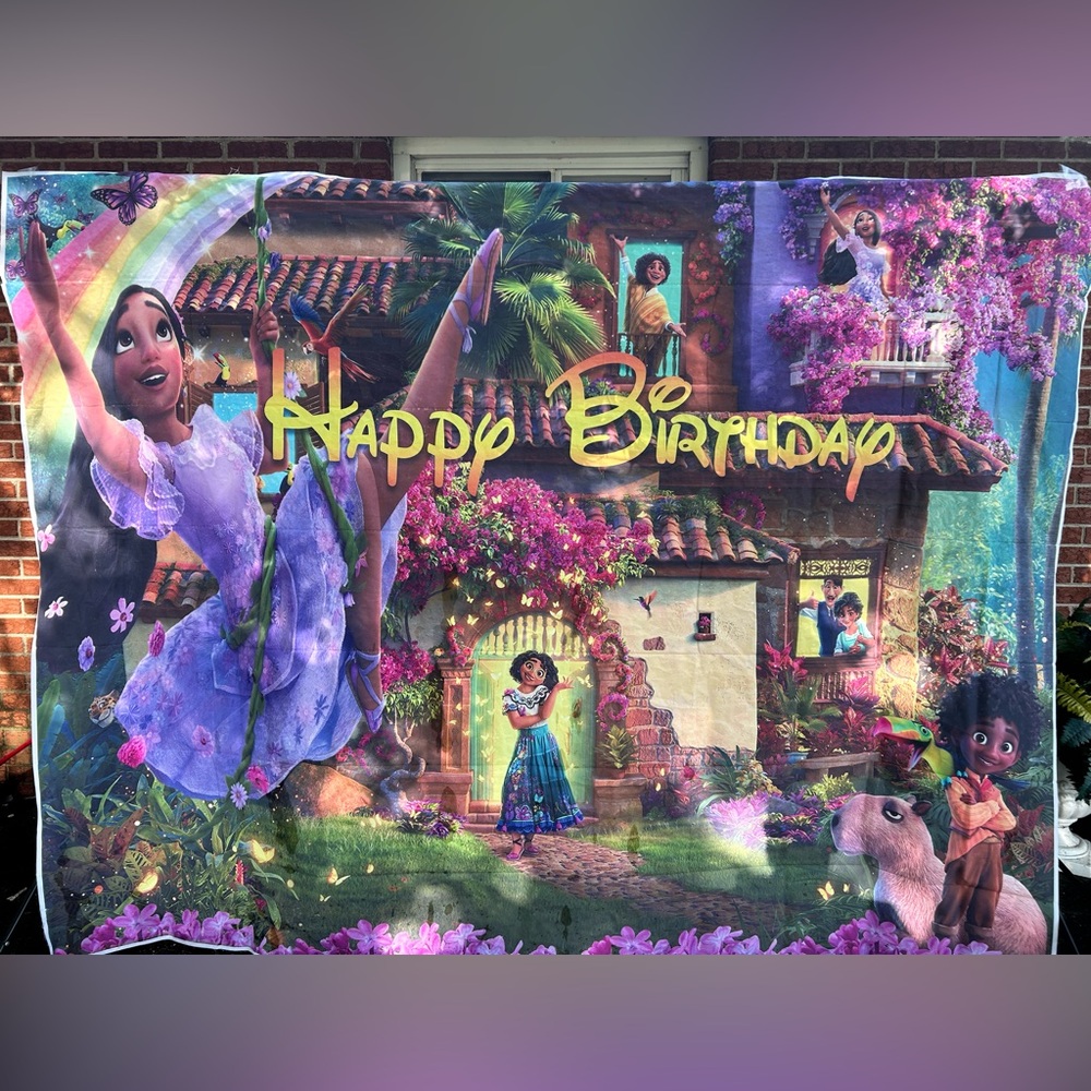 Disney Encanto , Happy Birthday background,party kit # 2, 8 ft x 6 ft backdrop